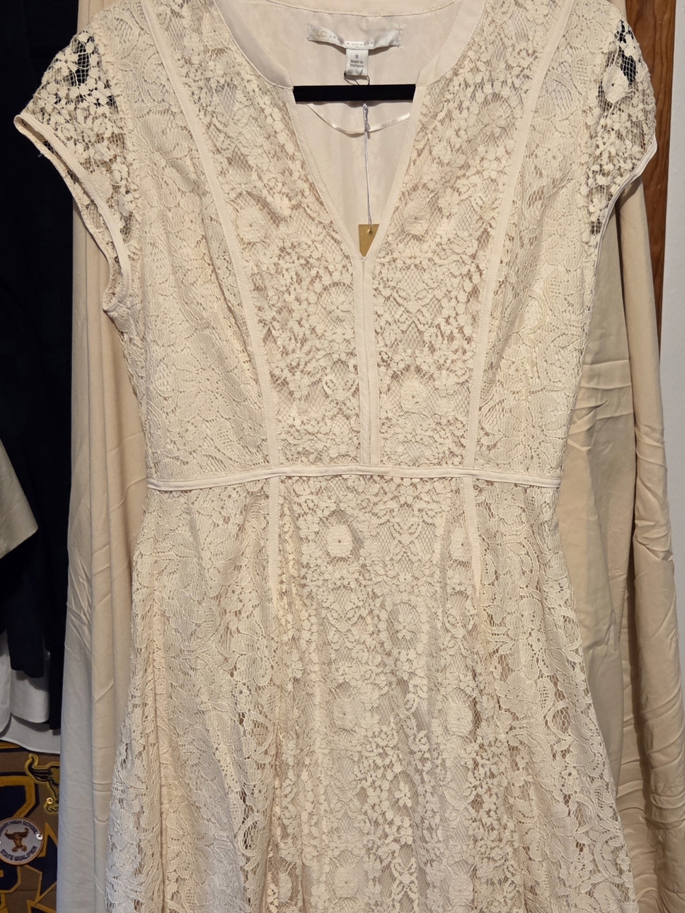 LC Lauren Conrad Cream Lace Fit & Flare Mini Dress